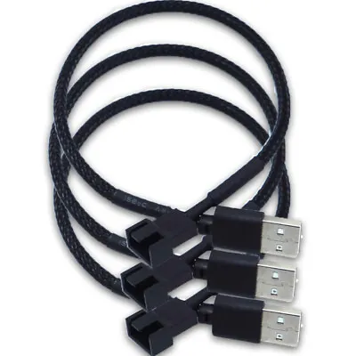 3Pcs USB To 4 Pin Fan Adapter Cables Computer PC Fan Power Cable Connector Ad • £6.50