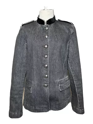 Lauren Ralph Lauren Velvet Denim Jacket Military Style Blazer Size 14 / XL RARE! • $71.25