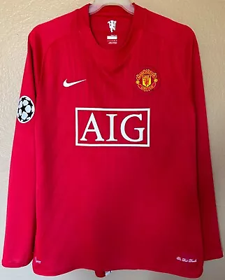 2007/08 Nike Manchester United Ronaldo Treble Long Sleeve Jersey L Shirt UCL AIG • $999.99