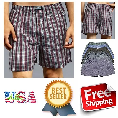 3 6 & 12 PACK Mens Knocker Plaid Boxer Shorts Underwear Lot Trunk Boxers S-3X • $11.96