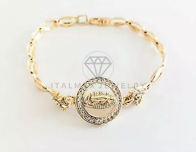 18K Clear CZ Holy Virgin Bracelet | Pulsera Virgen De Guadalupe Oro Laminado 18K • $18.95