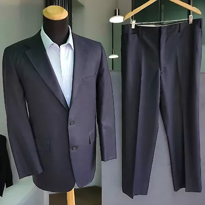 Vtg J. Press Suit 44L 35x31 Fully Canvassed Three Roll Two Navy Gray Made In USA • $256.50