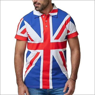 Union Jack POLO Shirt With Collar Size: S-3XL 100% Cotton New Quick Dispatch • £13.99