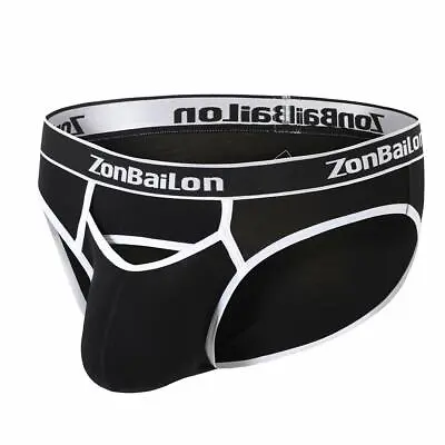 ZONBAILON Men's Sexy Low Waist Front Opening Briefs Bamboo Fiber Soft Breathable • $10.35
