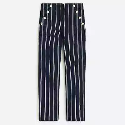 J Crew Sailor Pant In Stripe Size 12 Nautical Coastal Professional Career Pants • $28.99
