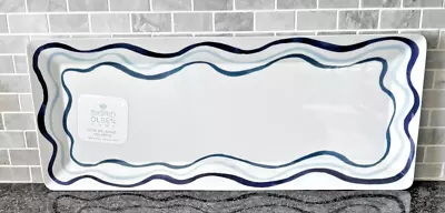 Sigrid Olsen Melamine Tray White W/Blue Stripes NEW • $25