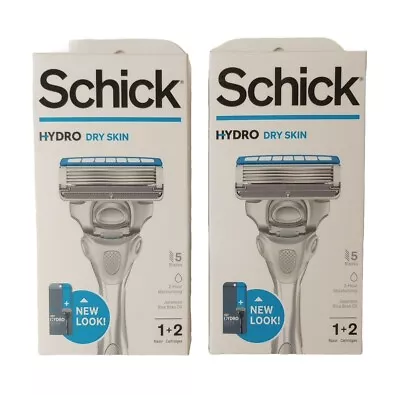Lot Of 2 Schick HYDRO Dry Skin Men Razors 1 Handle + 2 Cartridges • $19.99