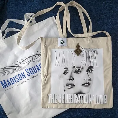 MADONNA CELEBRATION TOUR TAN CHARITY TOTE BAG W M PENDANT/CHARM 2023 NYC POP UP • $120