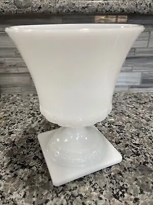 E.O. Brody Co. Vintage White Milk Glass 7  Tall Footed Vase/Planter/ Grecian Urn • $9.55