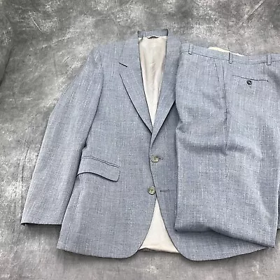 Sergio Valente Suit Men  40R Gray White Woven 32 Wx36 L Raw Hem VTG New Spots • $59.97