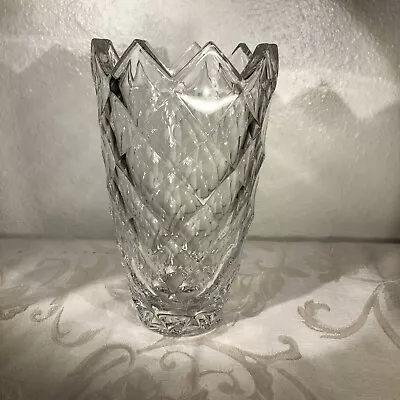 Mikasa 8.25”T Hand Blown Heavy Crystal Vase W/Diamond Pattern. Preowned. • $10.25