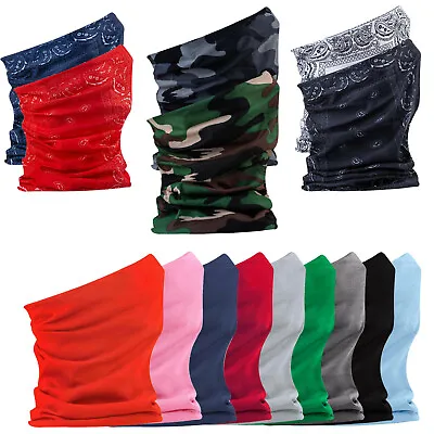 3in1 TUBE SNOOD Face Mask Neck Cover Head Band Scarf Plain Camo Bandana Paisley  • £3.99