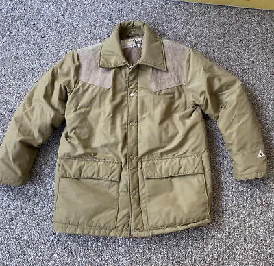 VTG Camel Down Puffer Shooting Jacket Mens M Insulated Goose Down Hooded Hunting • $140