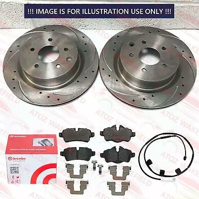 For Mini Cooper S R56 R57 Rear Drilled Grooved Brake Discs Brembo Pads & Sensor • £149.99