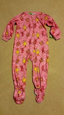 Sesame Street Elmo Zoe Big Bird Christmas Blanket Sleeper Footed Pajamas 4T NWT • $24.99