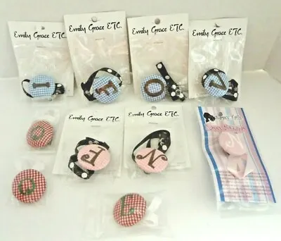 Lot Of 10 Pacifier Clips For New Born Monogrammed Initials Gingham Check  • $8.99