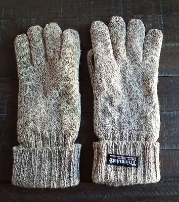 Thinsulate Thermal Insulation Mens Beige Wool Gloves Snow Winter Ski Mittens  • $14.99