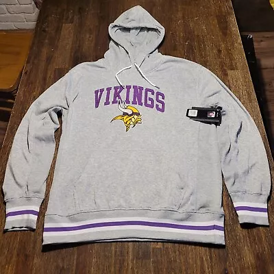 Minnesota Vikings Hoodie Mens Large Gray Sweatshirt Pullover NFL Football New • $49.99