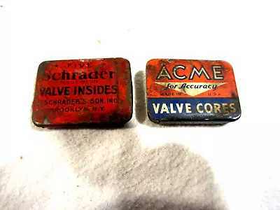2-VIntage Valve Core Advertising Tins Acme & Schrader-Some Contents • $12.99