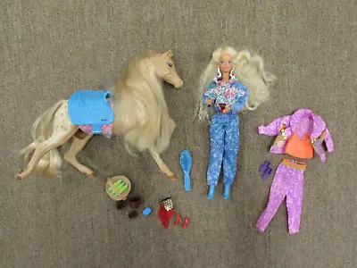 Vintage Barbie Western Stampin And Western Fun Horse Lot GUC Mattel 90s • $44.99