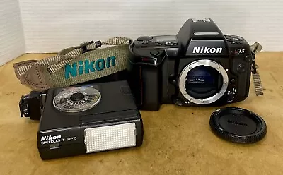 VINTAGE NIKON N90S CAMERA BODY W/SPEEDLIGHT SB-15 FLASH -ALL UNTESTED/AS IS L@@K • $9.99