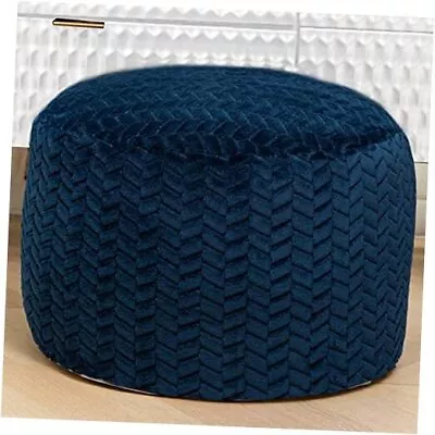 Pouf Ottoman UnstuffedOttoman Foot Rest Floor Navy Blue Pouf Cover No Filler • $45.28