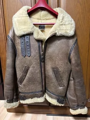 Avirex B-3 Flight Jacket Mouton Sheepskin Leather Men's Size38 Brown Authentic • $502.80