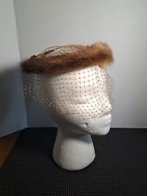 Vintage Women's Hollywood Regency Mink Fur Hat With Veil • $18