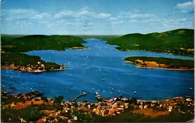 1959 Aerial View Manset Somes Sound Mount Desert Island Maine Vintage Postcard • $6.75