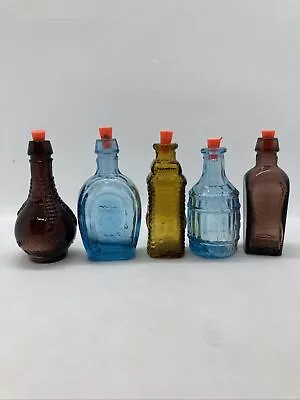 Lot Of 5 Wheaton Colored Glass Miniature Bottles • $35