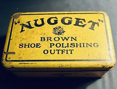 Vintage Nugget Brown Shoe Polish Outfit Tin Two Brushes & Small Tin & Cloth • $50