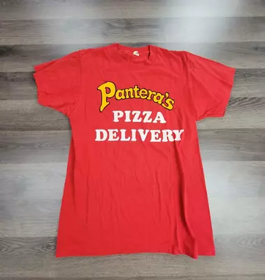 Vintage 70's Pantera's Pizza T-Shirt Size Medium Red Screen Stars Delivery Funny • $29.95