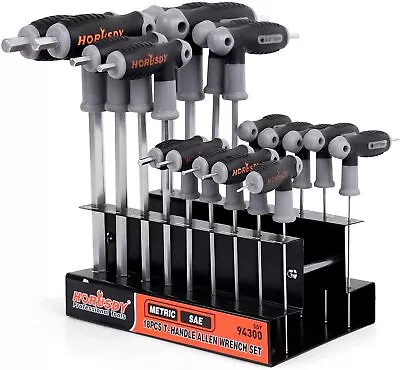 18PC T-Handle Allen Wrench Set Long Arm Ball End Hex Key 1.5-10MM & 1/16 -3/8  • $29.99