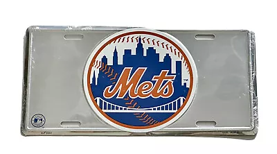 New York Mets Shiny Silver Embossed Aluminum Metal License Plate Tag Size 6x12 • $29.85