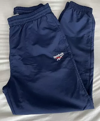 Rebook Classic Vector Mens Navy Blue Track Sweat Pants Size Medium Vintage • £17.99