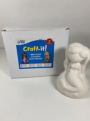 Baker Ross Craft -it Mermaid Ceramic Coin Banks Paint Your Own Piggy Bank X2 • £7.64