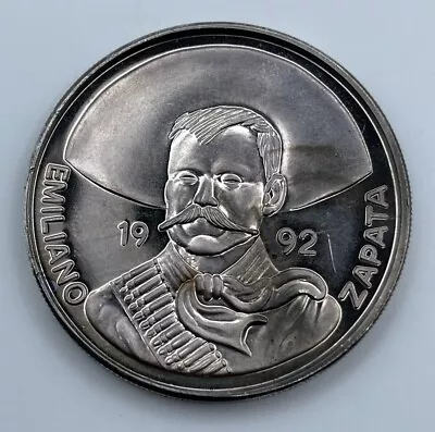 1992 Emiliano Zapata Calendario Azteca Dos Onzas Troy .999 Plata Pura Coin • $61