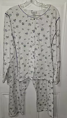 Vintage THE VERMONT COUNTRY STORE Women's Pajamas-sz XL-floral-100% Cotton Knit • $14.20