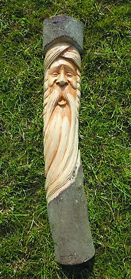 £27.95 • Buy Wooden Green Man Half Log Statue - Wood - Hand Carved