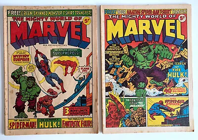 MIGHTY WORLD OF MARVEL Comic #1 & #2 Hulk Spider-Man 1 UK Edition 1972 • £44.99