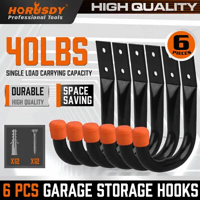 6PC Garage Hooks Organizer Wall Mount Hanging Storage Utility Hangers Heavy Duty • £7.99