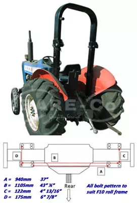 Folding ROPS Rollbar Safety Bar Fits For Massey Ferguson 65 165 168 175 178 185 • $1289.99