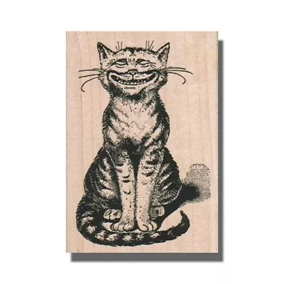 ALICE IN WONDERLAND Rubber Stamp CHESHIRE CAT SMILING Mad Hatter Cat Stamp • $11