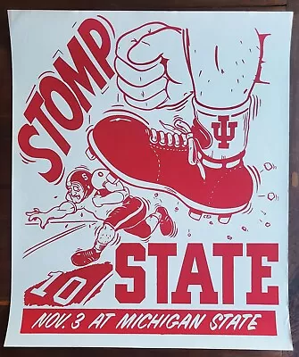 VINTAGE 1990 Indiana University Hoosiers Football Game Poster-Michigan State • $49