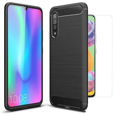 For Samsung Galaxy A90 5G Case Carbon Fibre Cover & Glass Screen Protector • £4.75