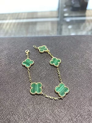 VAN CLEEF & ARPELS Vintage Alhambra Bracelet Malachite Pre-Owned 18k Yellow Gold • $4500