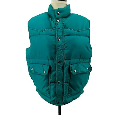 Vintage REI Co Op Down Puffer Vest Zip Snap Button Mens Size Large • $79.98