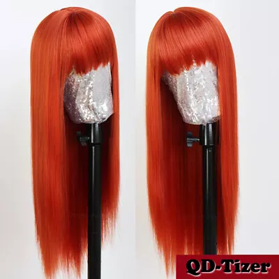 Long Straight Orange Synthetic Hair Wigs Fashion Women Party Natural Wig Cosplay • $13.90