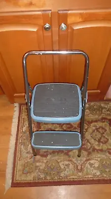 Vintage Cosco Folding 2 Step Stool Blueish Frame W Some Stains • $38