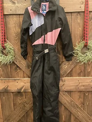 Serac Vintage Women’s Size 8 Ski Snow Suit Black Pink  Purple 1 Piece • $49.95